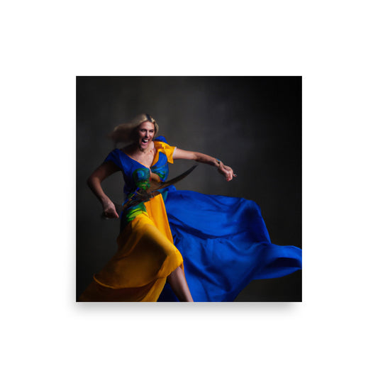 Women on the Rise (Blue/Yellow) 10” x 10” Poster